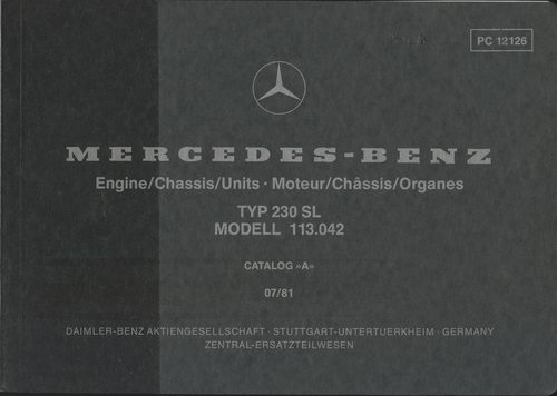 Mercedes-Benz 230 SL Engine/Chassis/Units Catalog